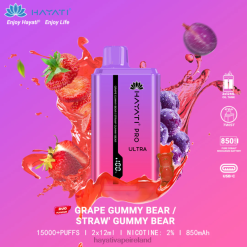 Hayati Ireland | Hayati Pro Ultra Disposable 15000 Puffs Grape Gummy Bear/Strawberry Gummy Bear FD082221