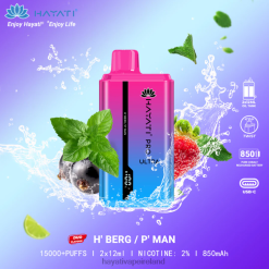 Hayati Vape Shop | Hayati Pro Ultra Disposable 15000 Puffs H' Berg/P' Man FD082219